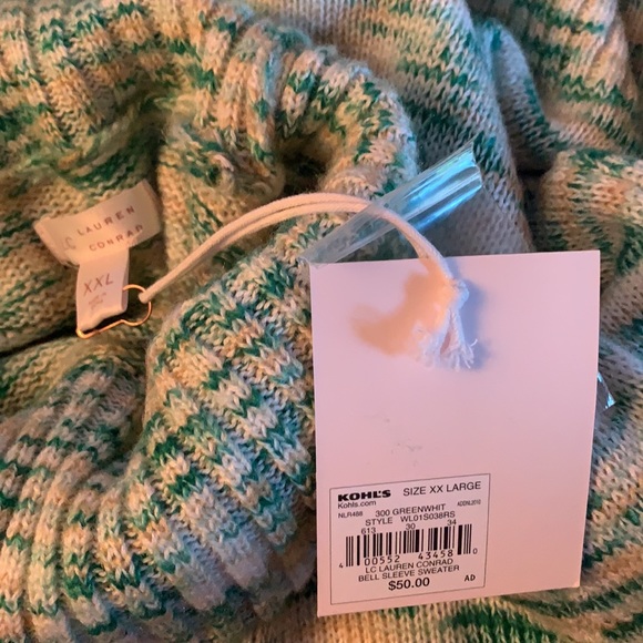 🆕 LC Lauren Conrad Green Space Dye Bell Sleeve - Picture 4 of 4